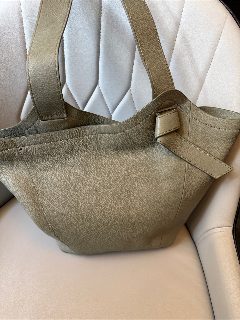 Lucky Brand Olive Green Pebbled Leather Tote